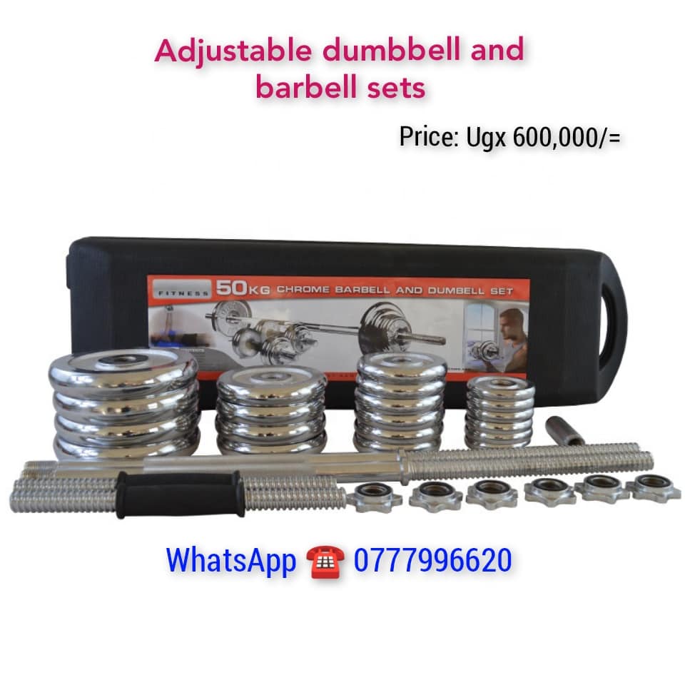 50 KG chrome barbell and dumbbell set 