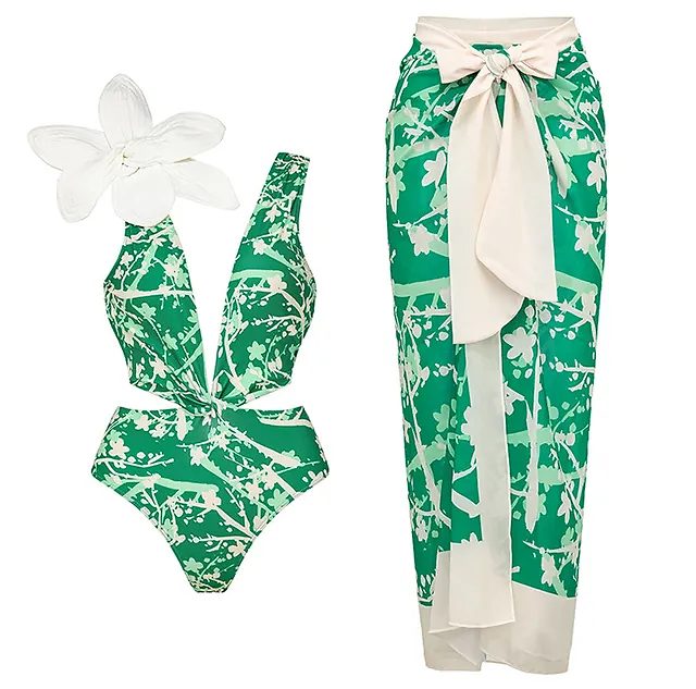 Designer Resort swimsuit set with a Monokini and matching sarong