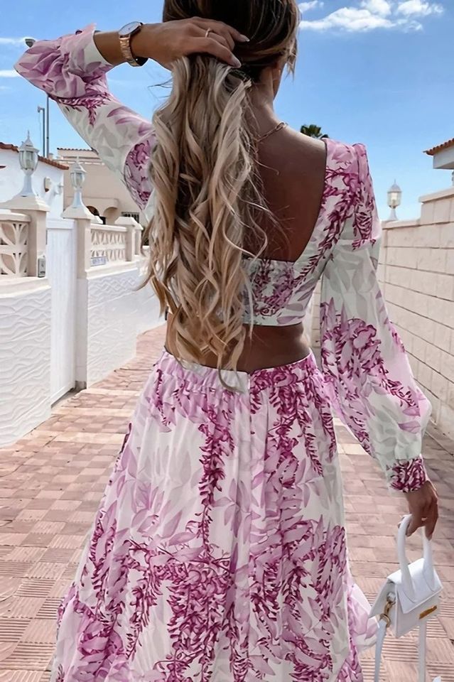 Purple and White Resort Island Dress