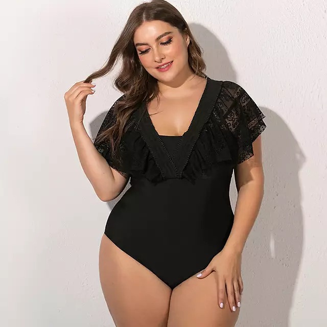 Black lace plussize Monokini