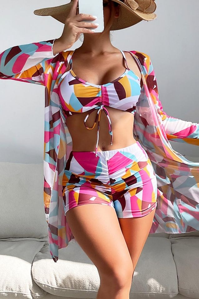 padded resort high waist sexy three-piece swimwear