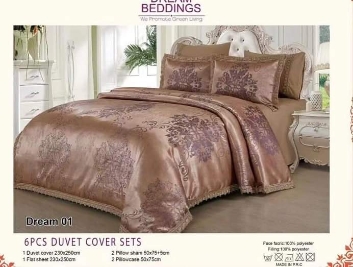 SILKY DUVET COVERS WITH 4 PILLOW CASES AND BEDSHEET 