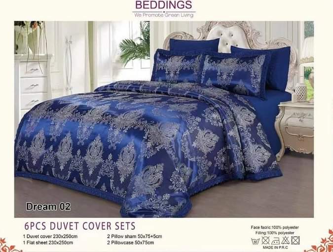 SILKY DUVET COVERS WITH 4 PILLOW CASES AND BEDSHEET 