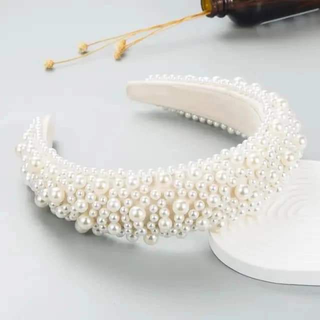 White headbands with pearls 