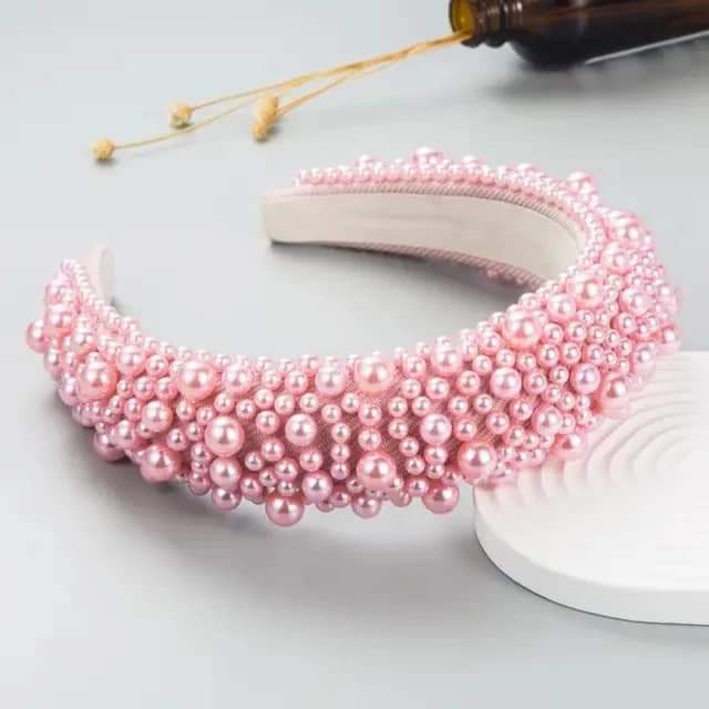 Pink headbands with pearls