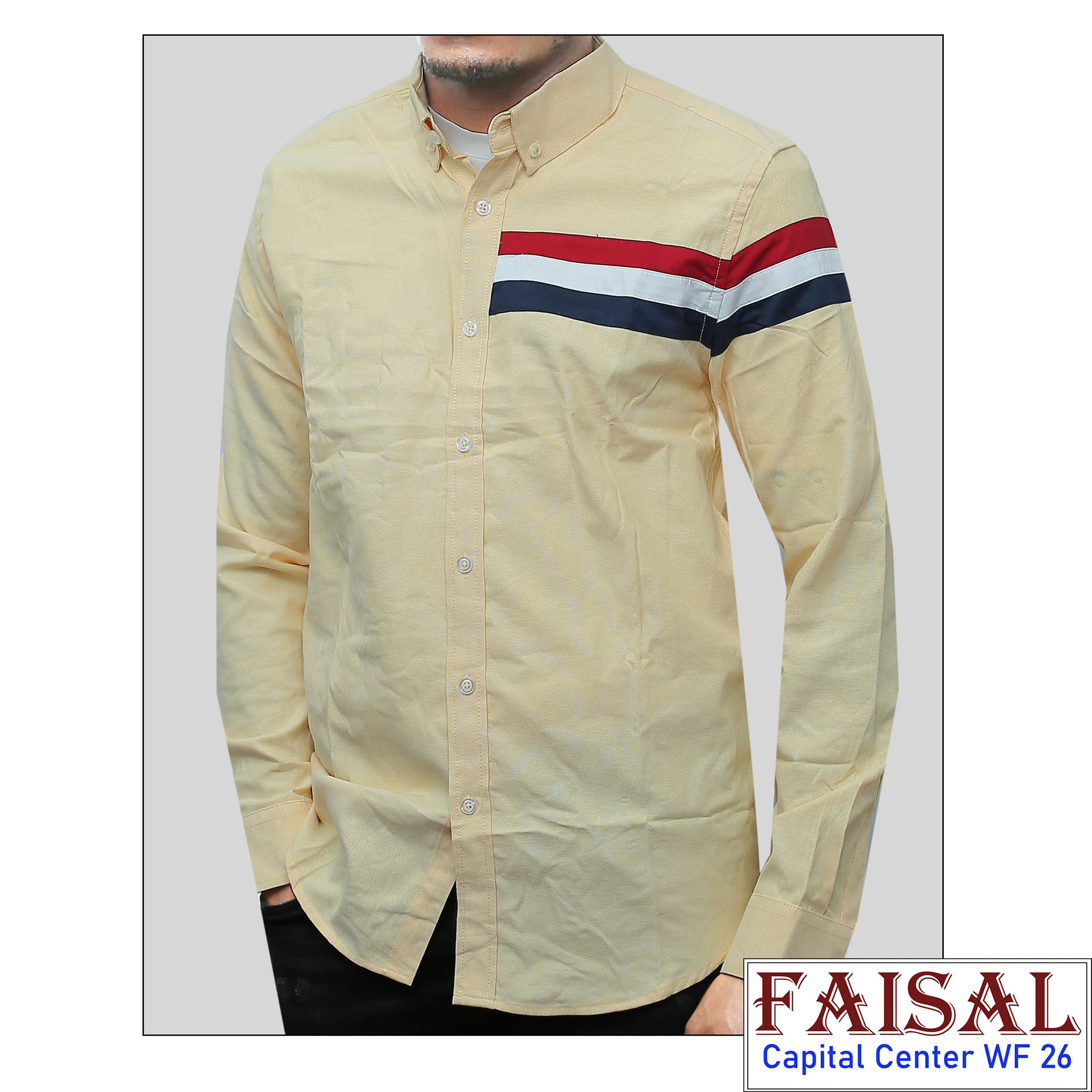 Men long sleeved shirts with stripe  shoulder design