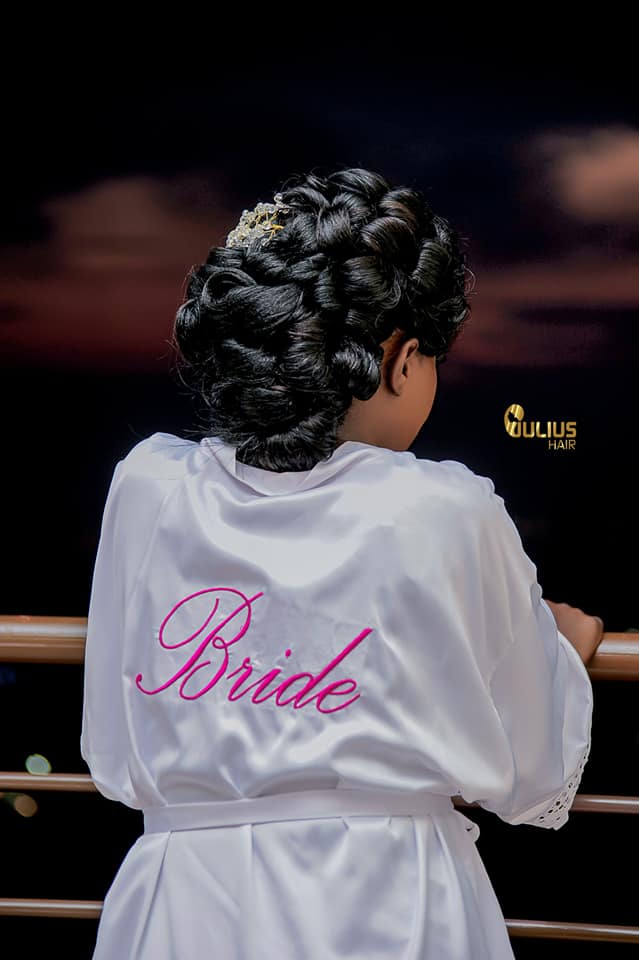 Bride hair styling and makeup