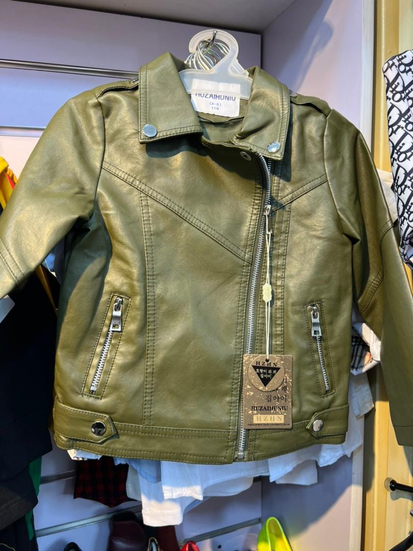 Army green Leather jackets