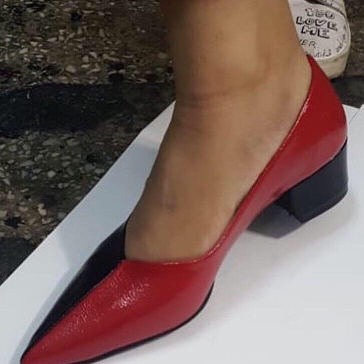 black and red pumps