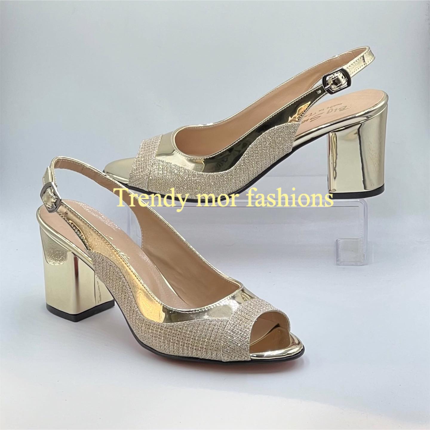 Block heel silver and gold party  shoes