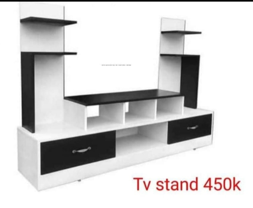 Long TV stand with deco space and drawers