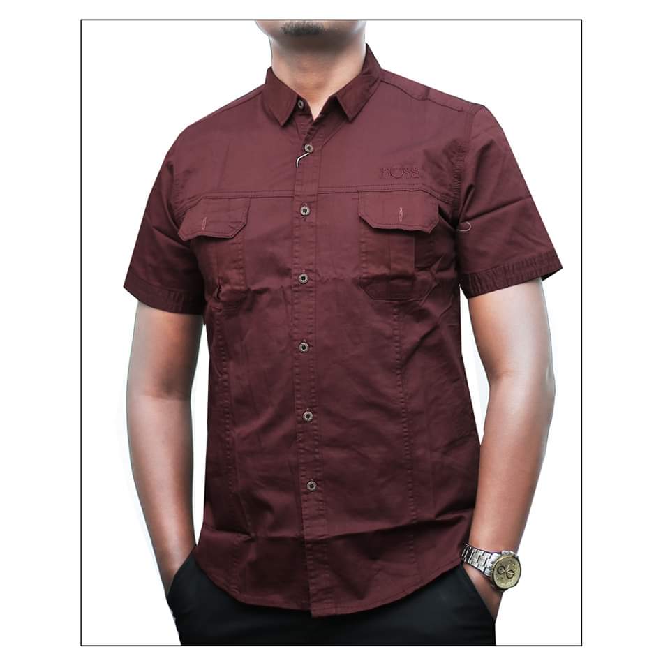 Cotton plain short sleeve shirts 