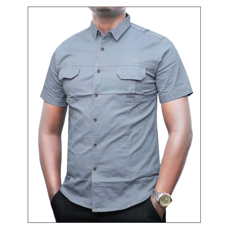 Cotton plain short sleeve shirts 