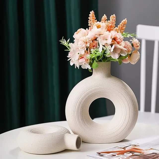 Hollow Ceramic  Doughnut  vase