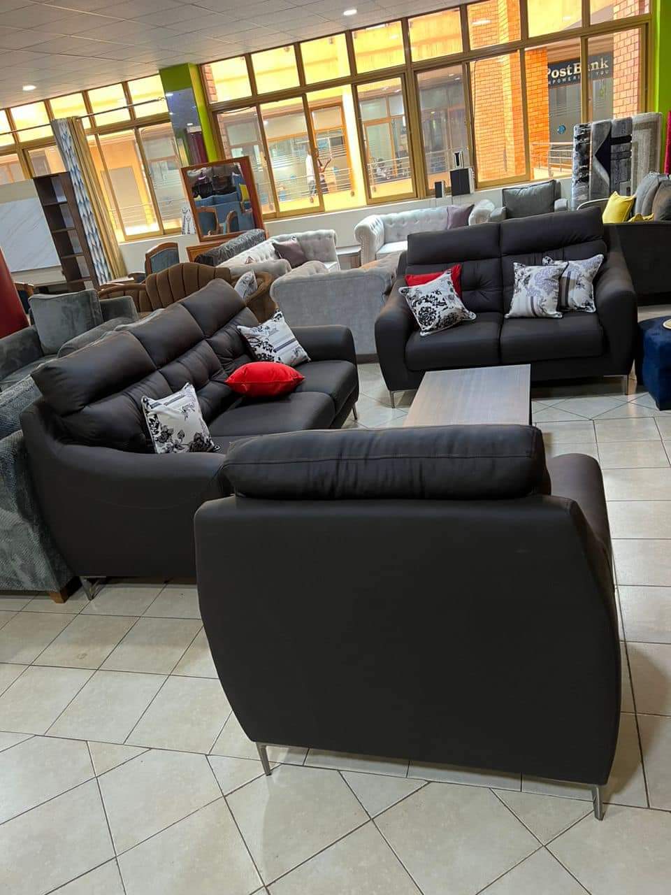 Black sofa chairs set 