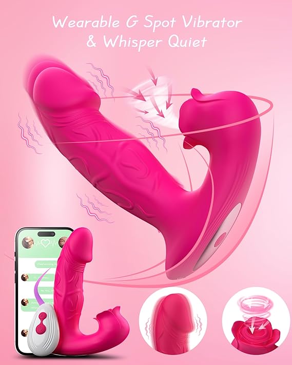 Rose Vibrator Toy for Woman,Sucking Dildo Stimulator with 9 Sucker Vibrators Modes