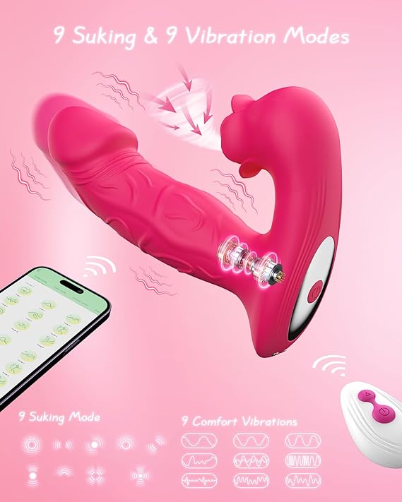 Rose Vibrator Toy for Woman,Sucking Dildo Stimulator with 9 Sucker Vibrators Modes