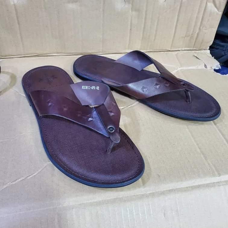 Men leather flat sandles