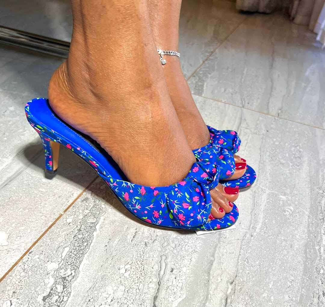 Simple floral open heels