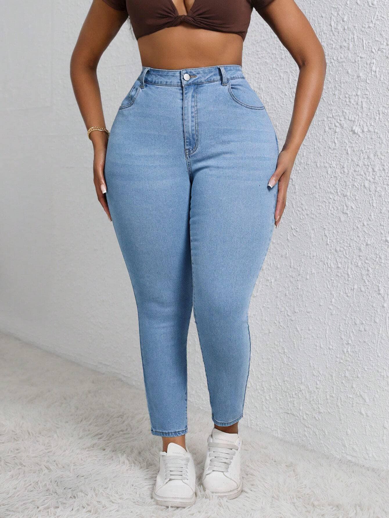 women sky blue jeans