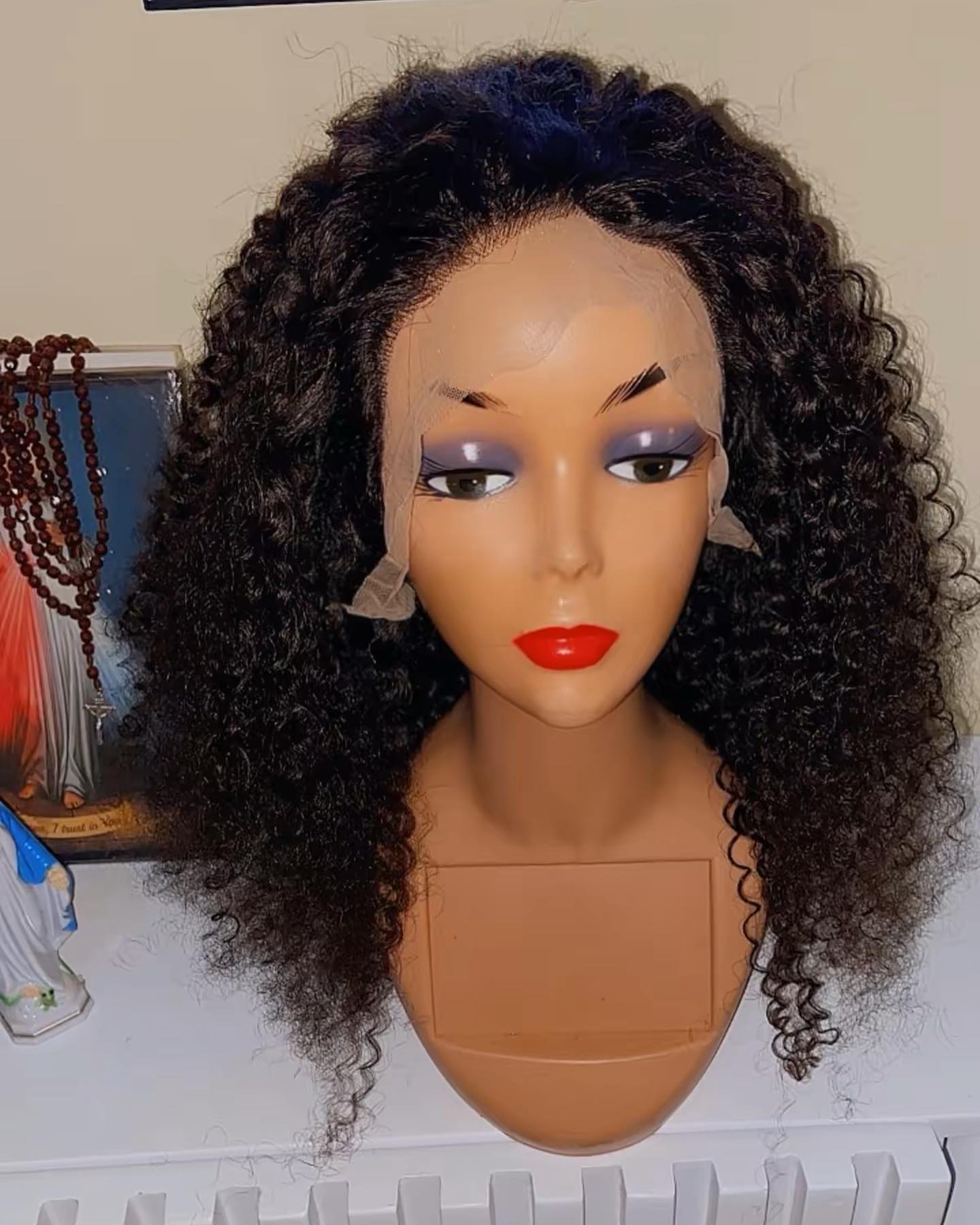 Thick curly human hair wig 