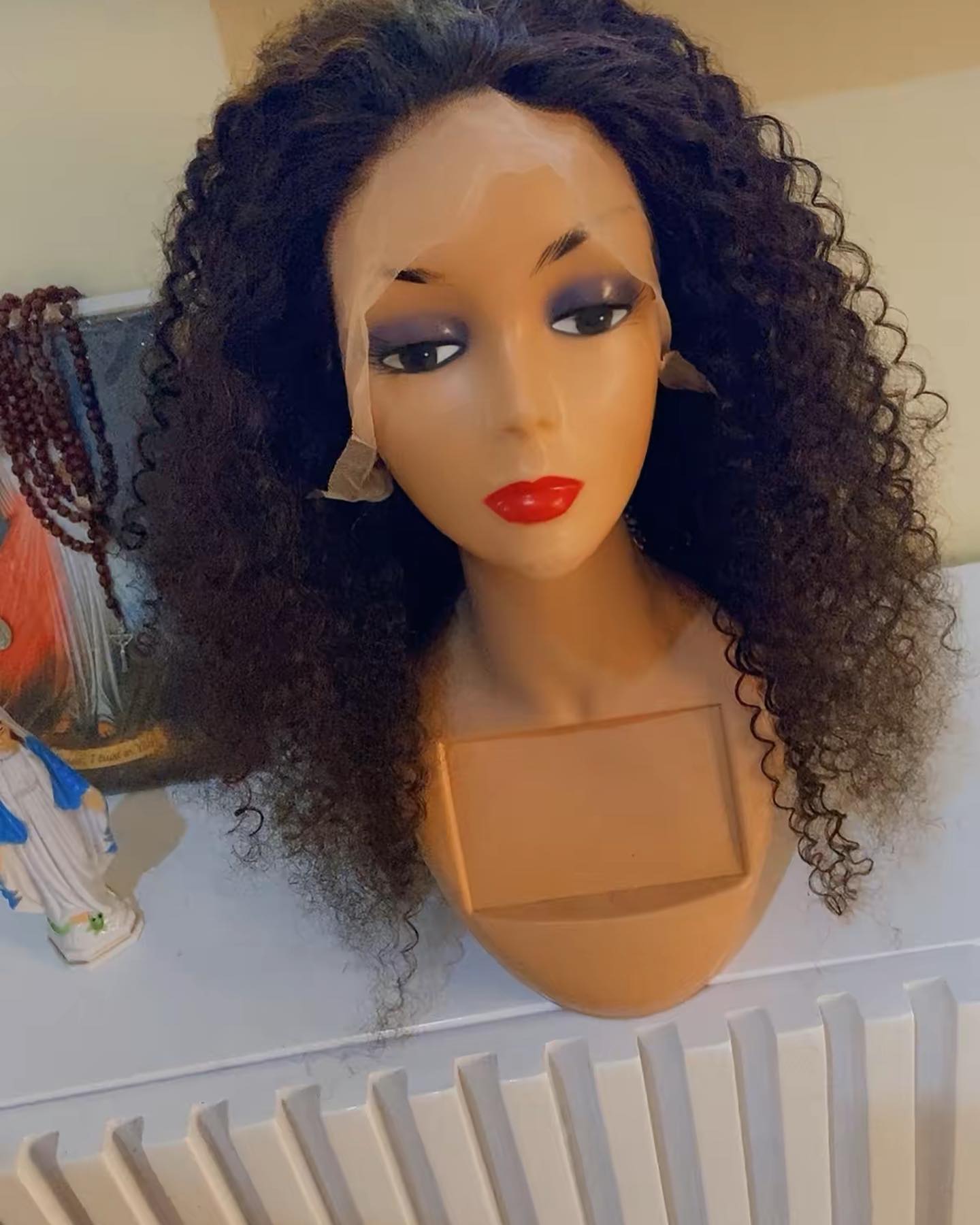 Thick curly human hair wig 