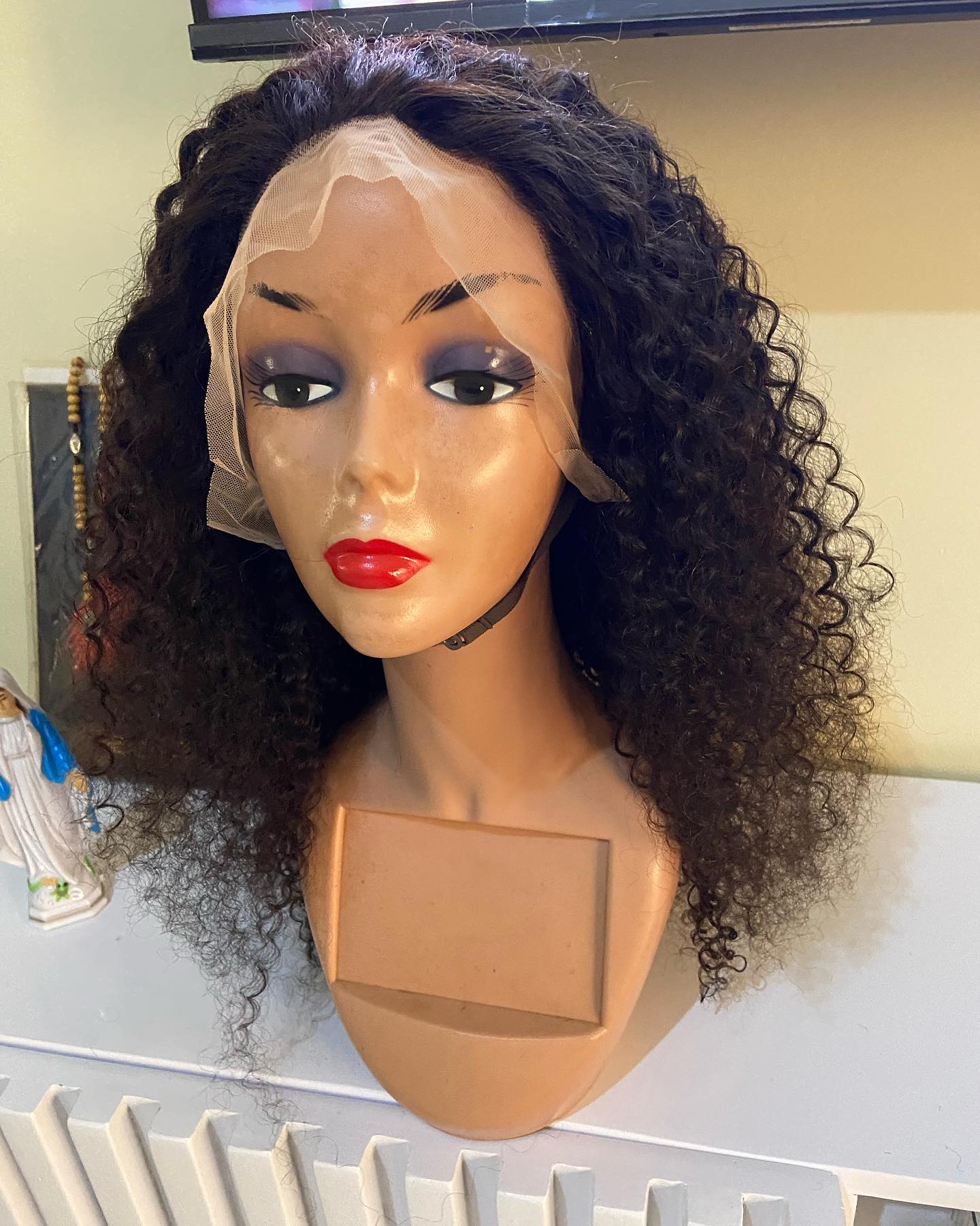 Thick curly human hair wig 