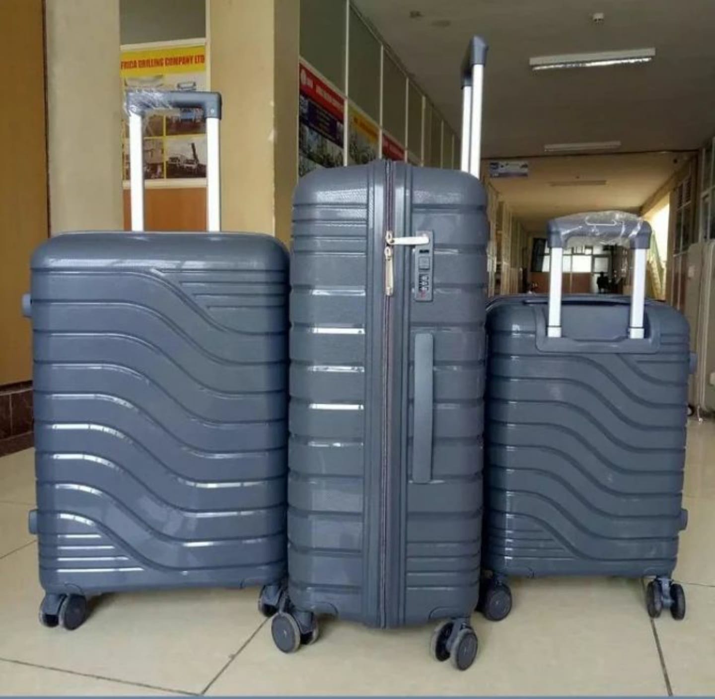 set of Rubber travel suitcases