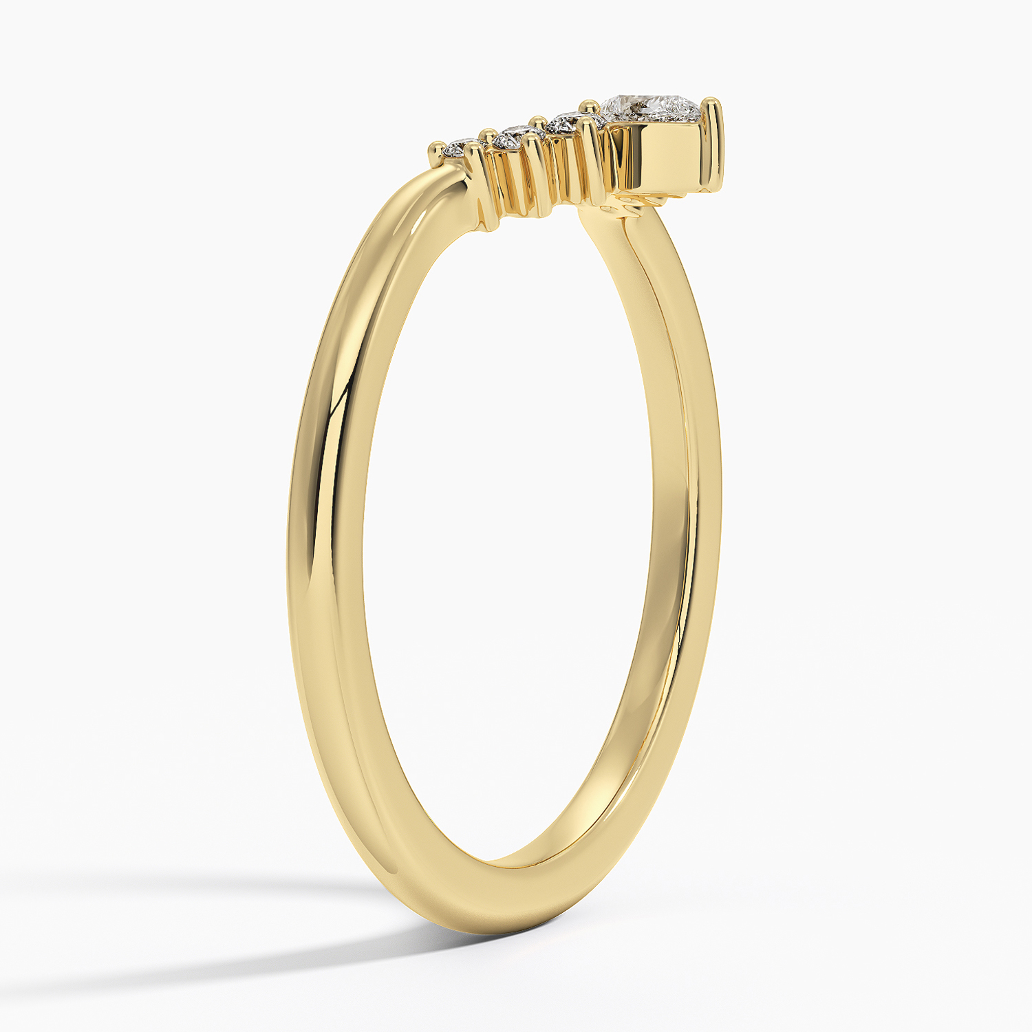 Lunette yellow gold diamond wedding Ring