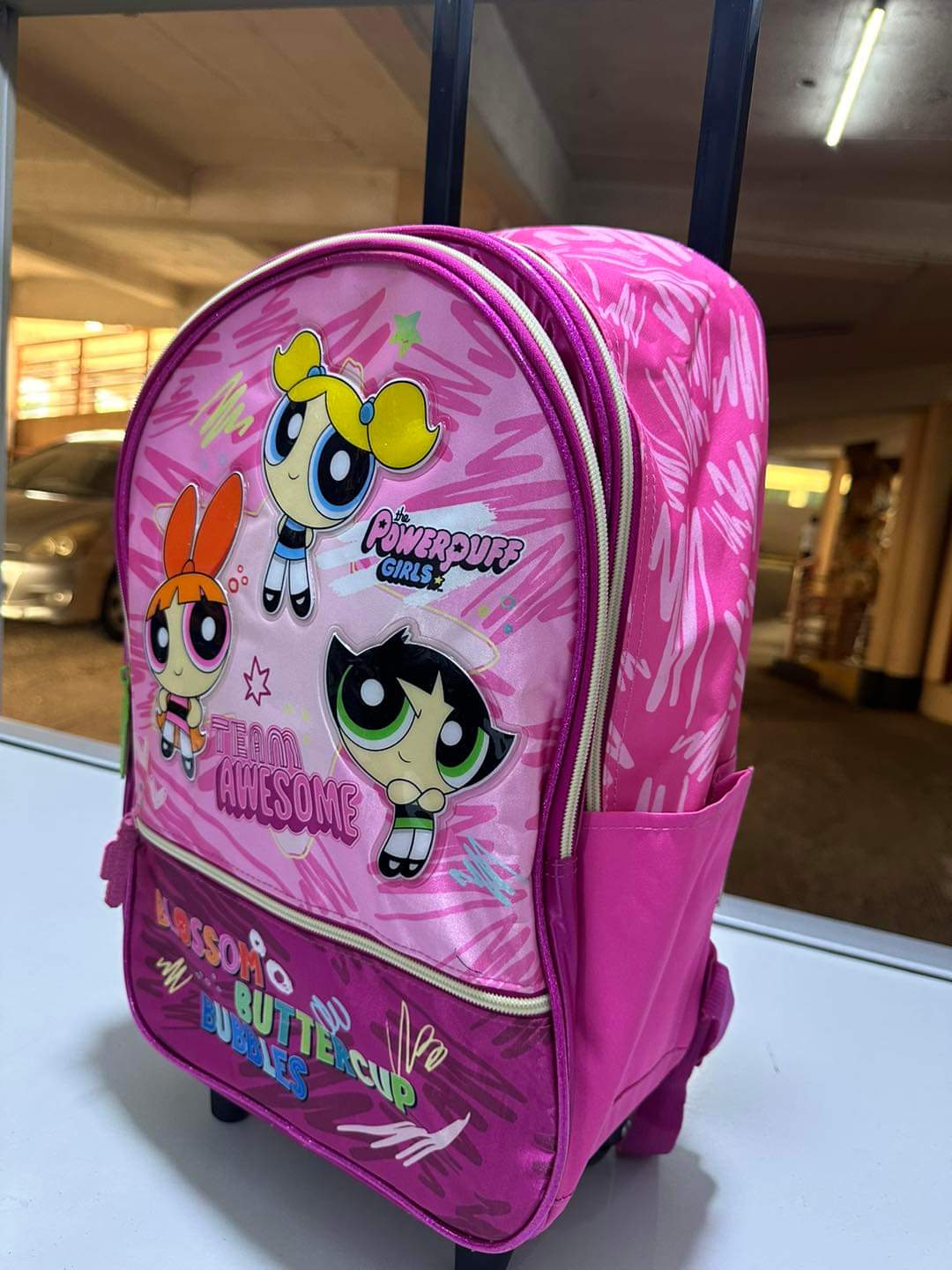 Girls pink trolley bag