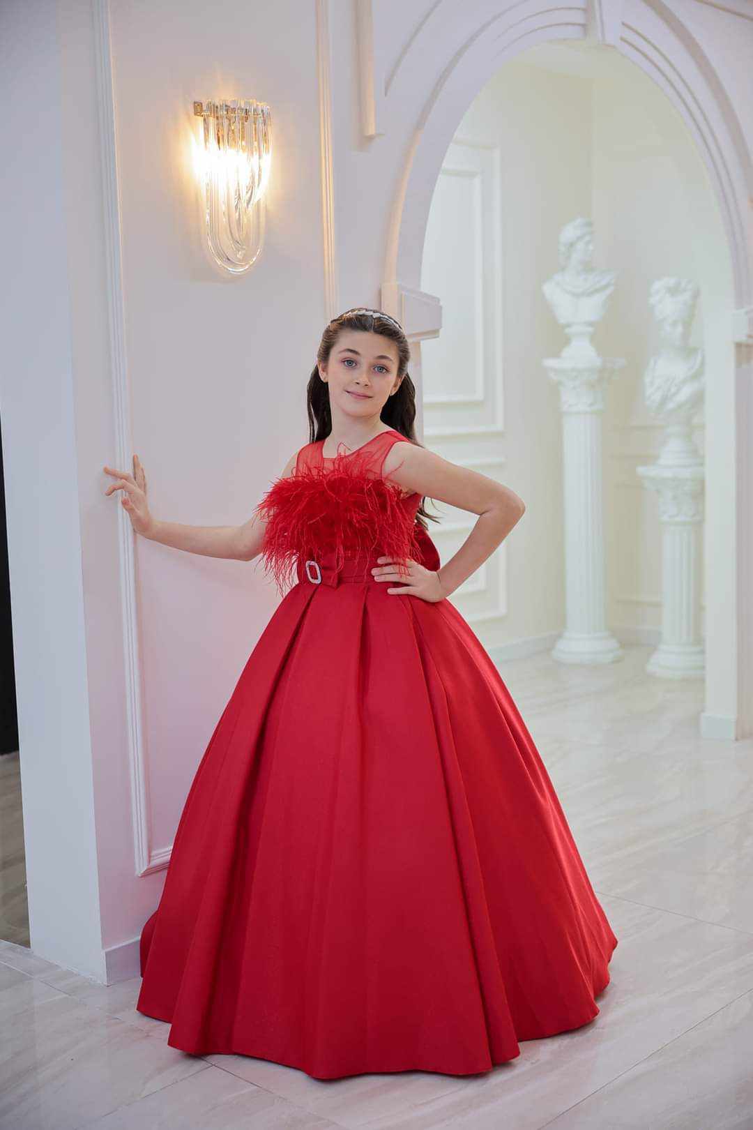 Girls red ball gown dress 