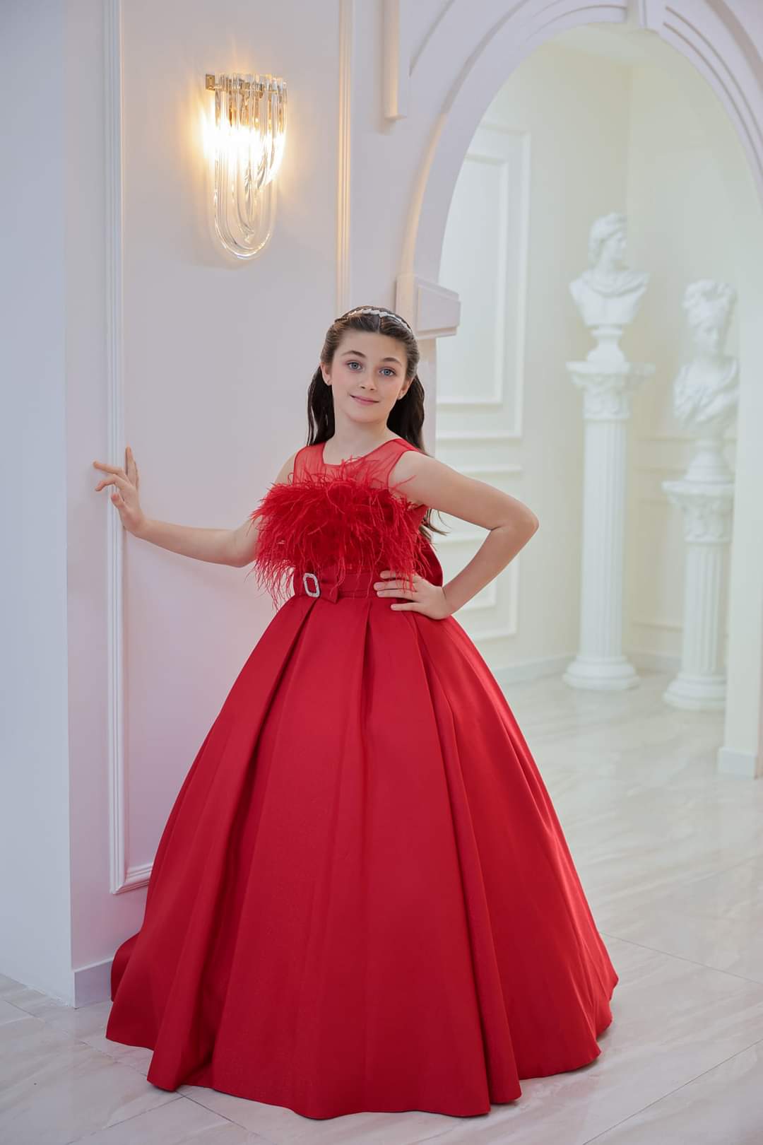 Girls red ball gown dress 