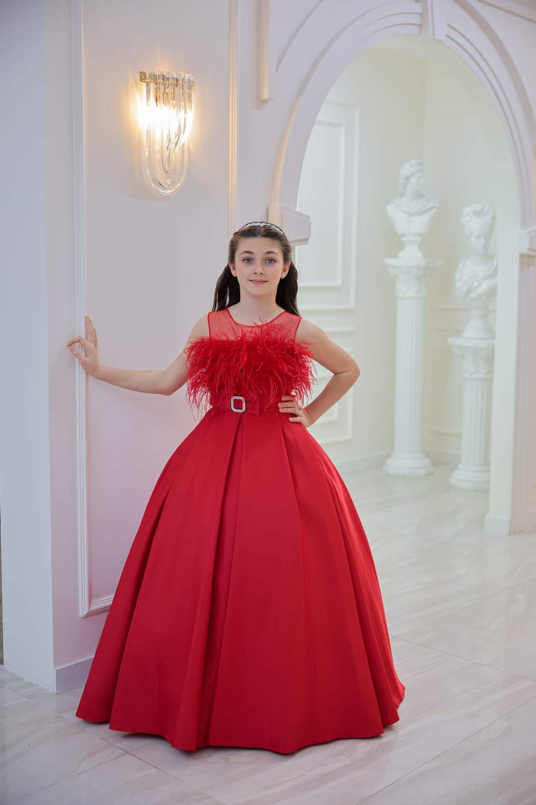 Girls red ball gown dress 