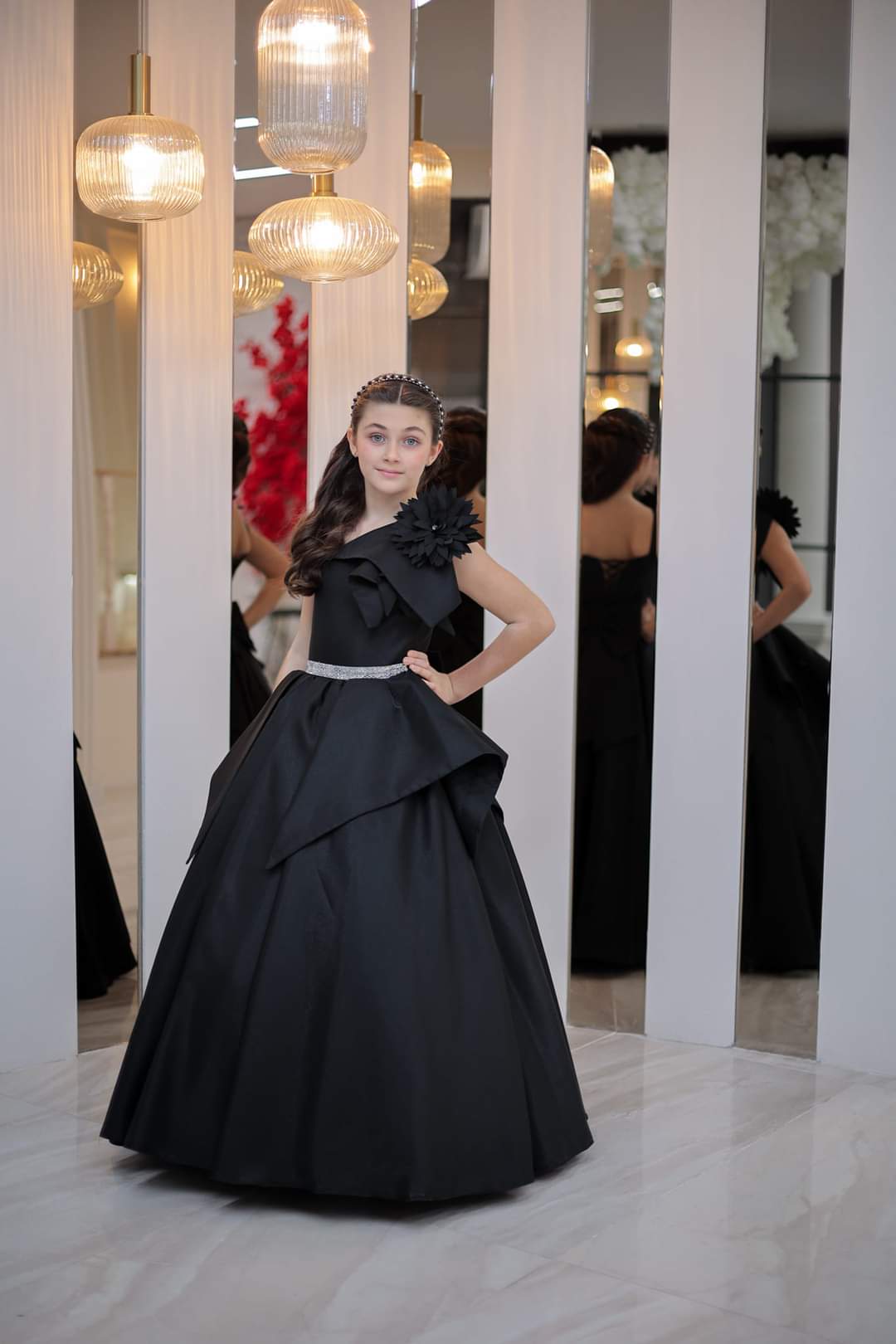 Girls black ball gown dress