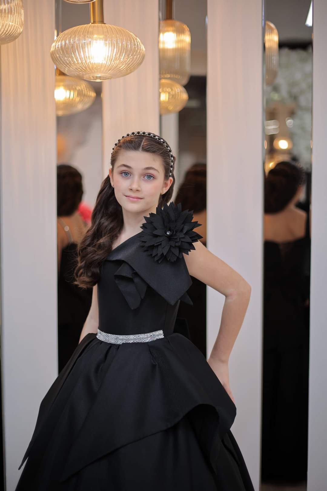 Girls black ball gown dress