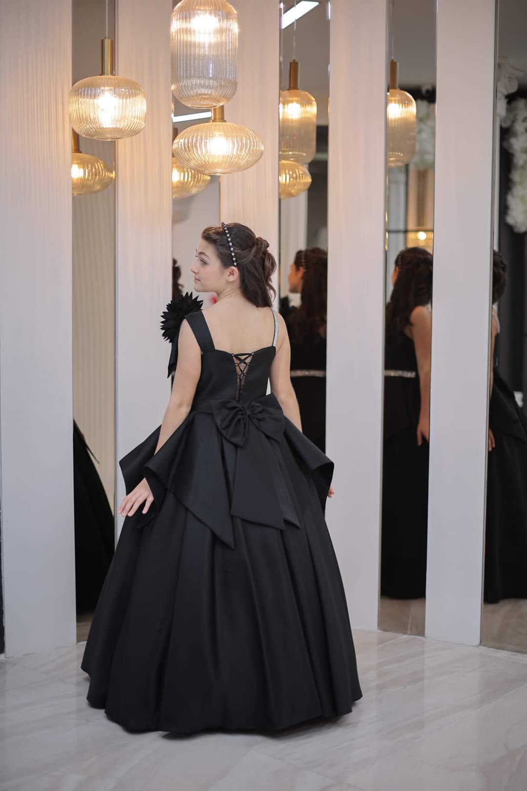 Girls black ball gown dress