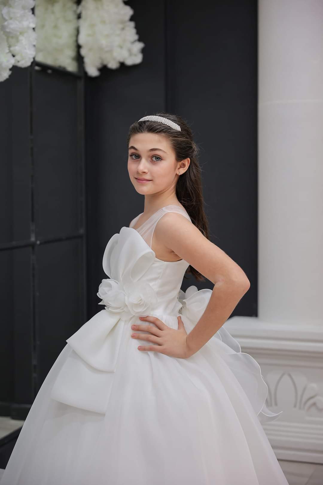 Girls white ball gown dress