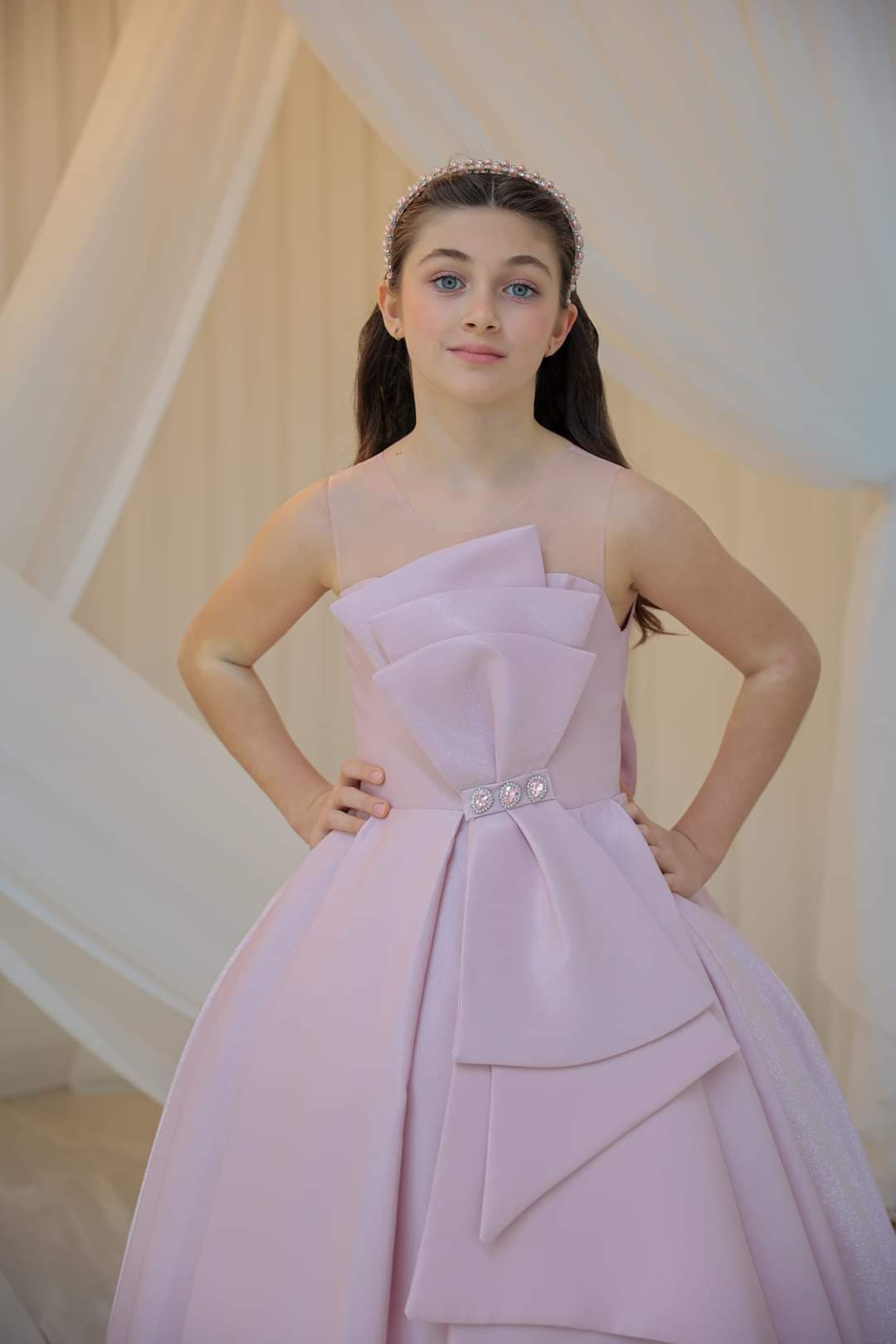 Girls pink ball gown dress