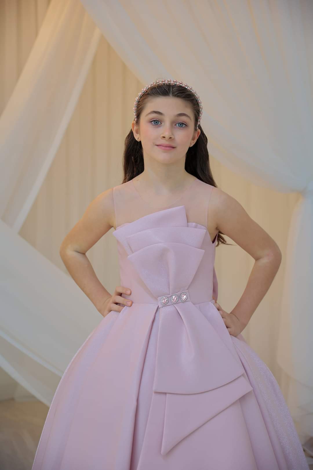 Girls pink ball gown dress