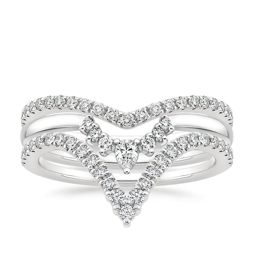 Crown Diamond wedding Ring Stack