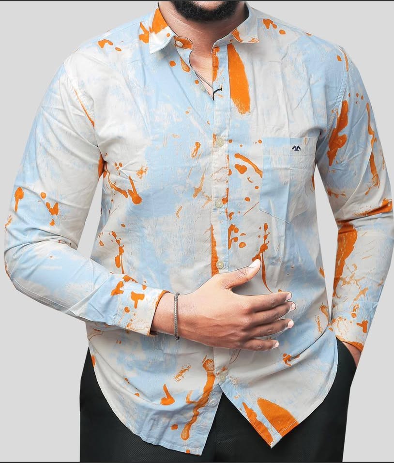 Men casual floral long sleeved shirts