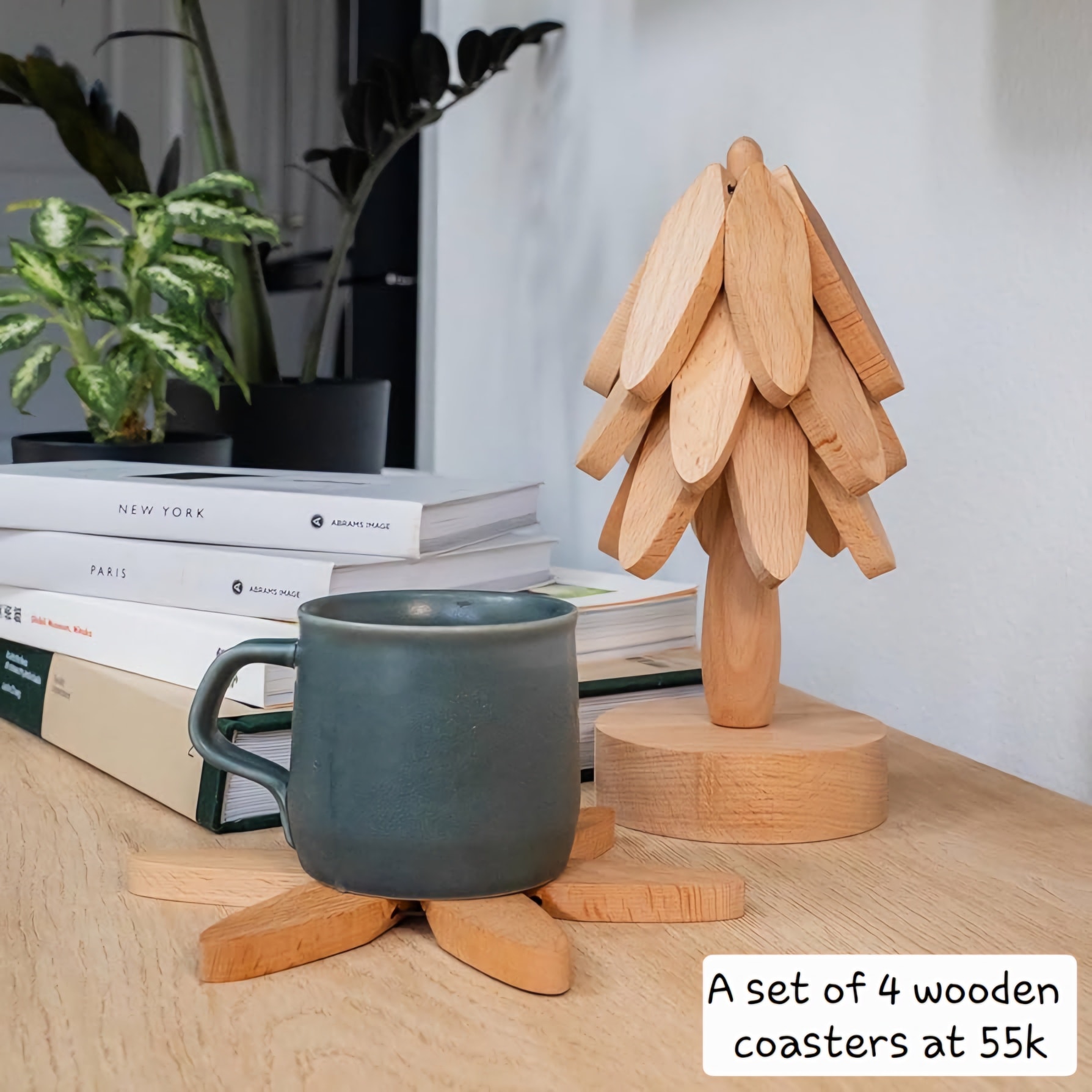 Set of 4 wooden coasters