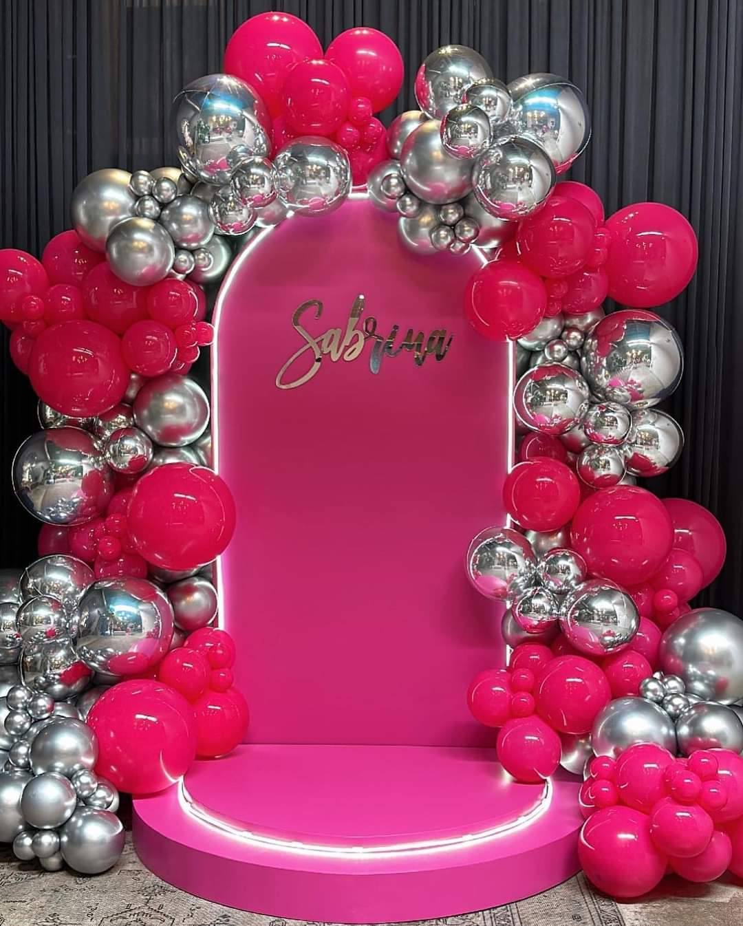 Hot pink and sliver decoration