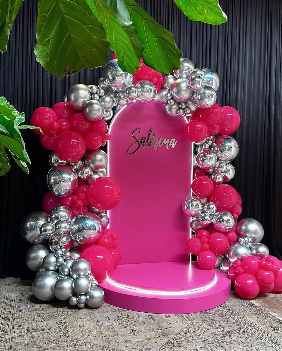 Hot pink and sliver decoration